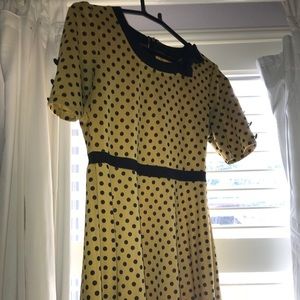 Yellow and black polka dot dress